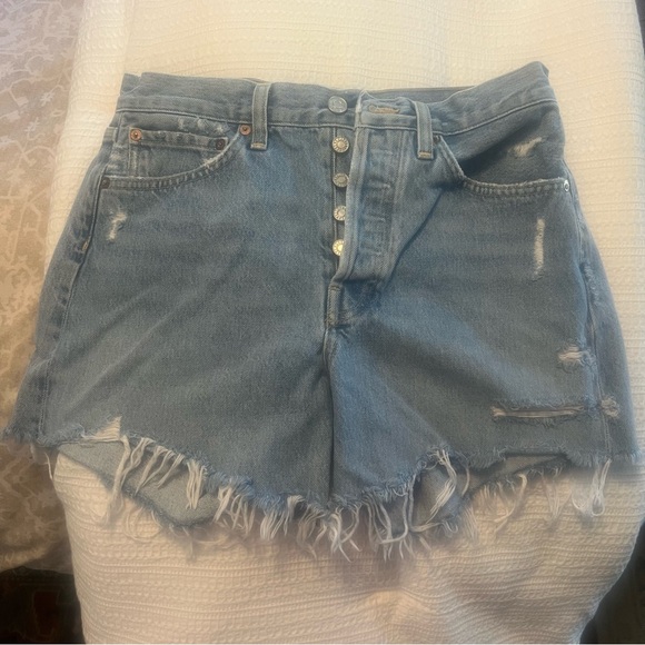 Agolde Parker Long Jean Shorts - Picture 2 of 8
